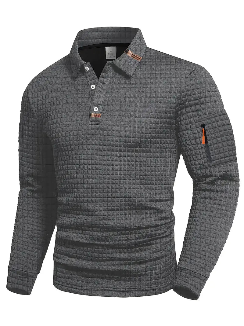 Lucas | Textured Long-Sleeve Polo Shirt