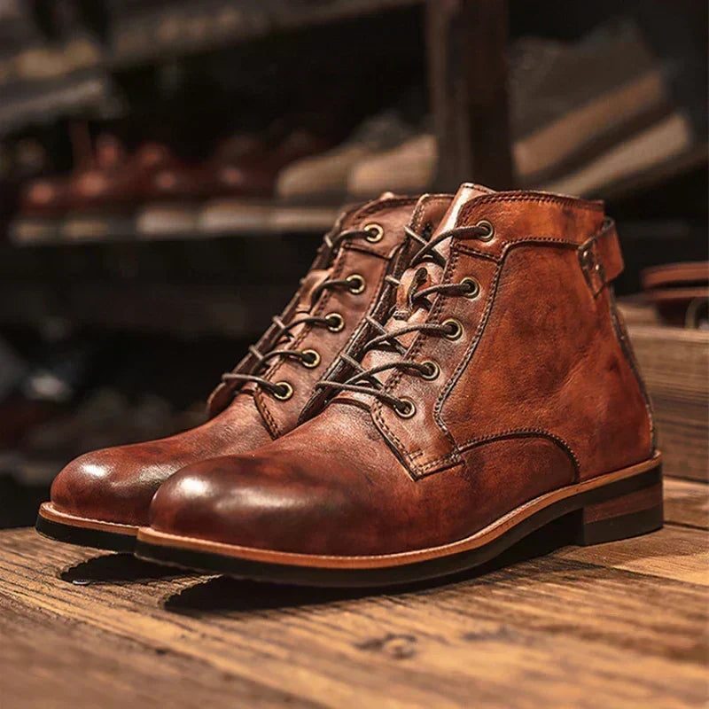 Men's brown lace-up ankle boots
