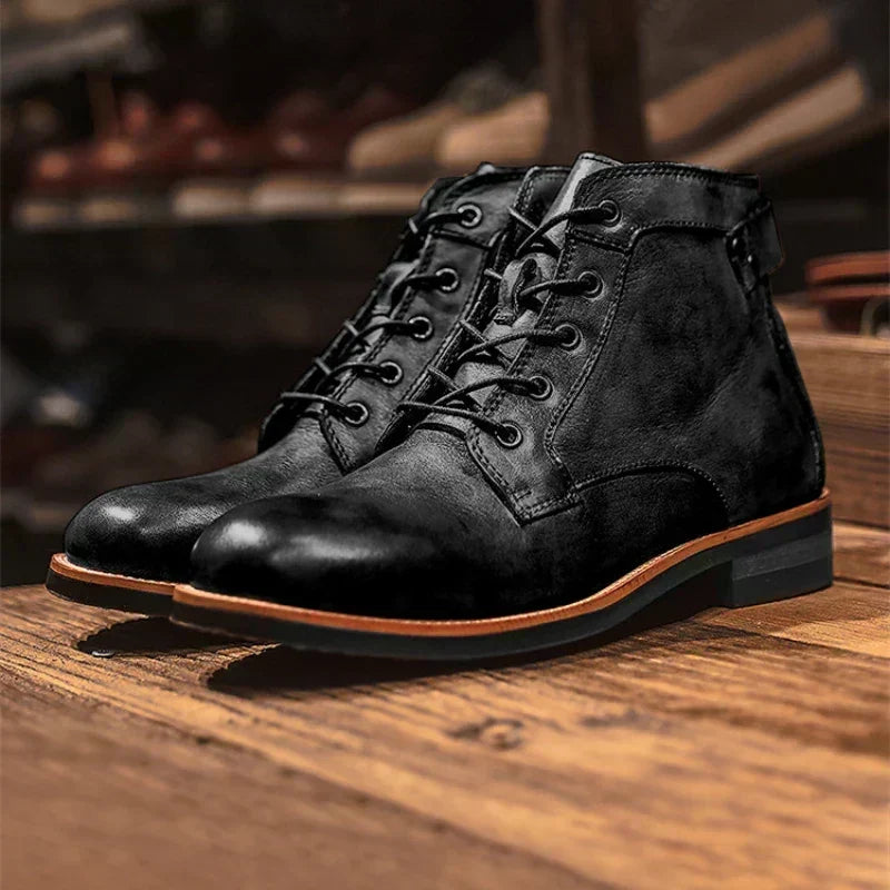Men's black lace-up ankle boots