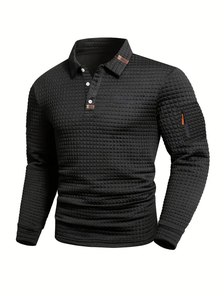 Lucas | Textured Long-Sleeve Polo Shirt