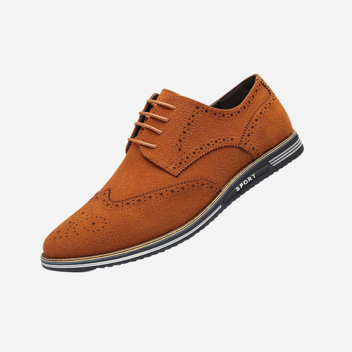 Men's black wingtip brogue casual shoes