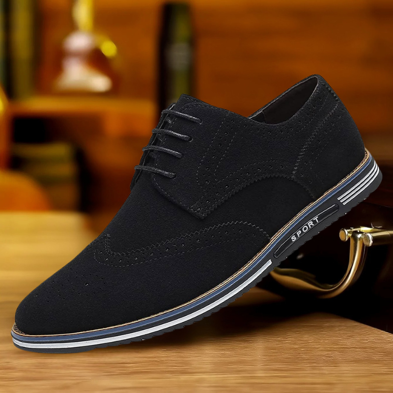 Men's navy wingtip brogue casual shoes
