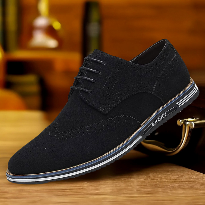 Men's navy wingtip brogue casual shoes
