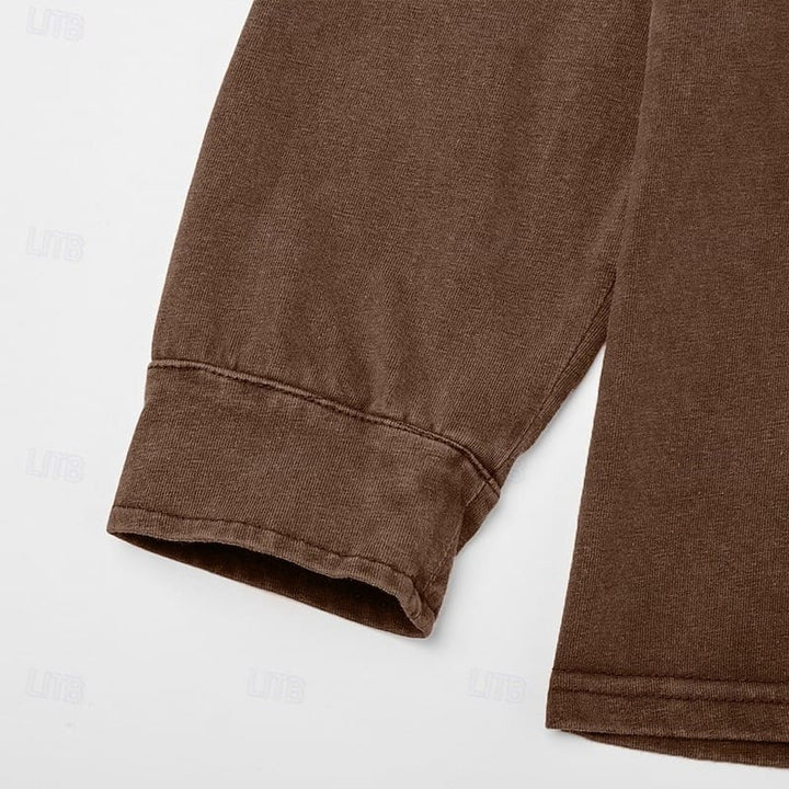 Close-up of brown henley sleeve cuff