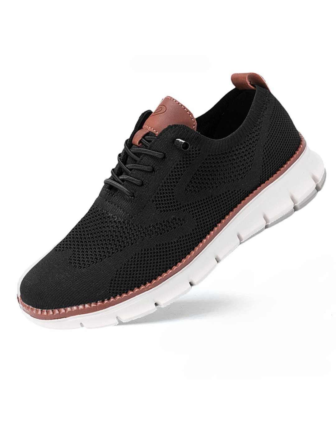 Men's black breathable knit lace-up sneakers