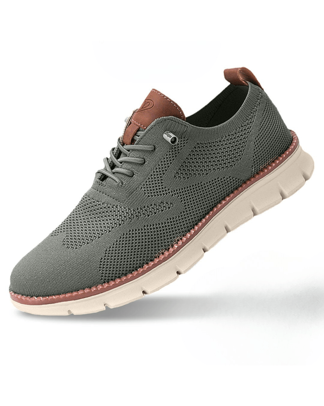 Men's olive breathable knit lace-up sneakers
