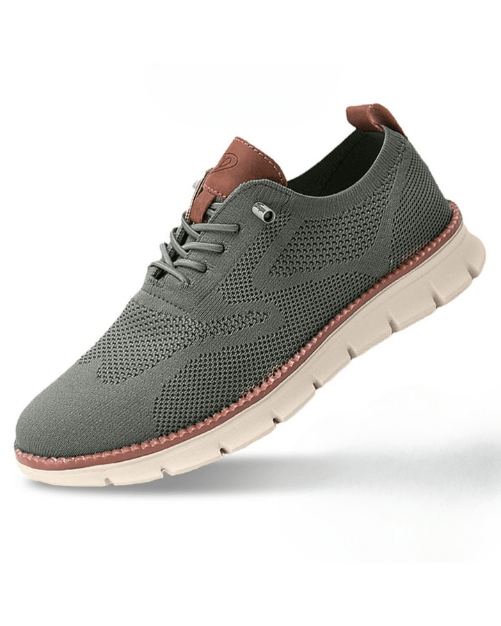 Men's olive breathable knit lace-up sneakers