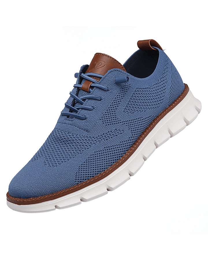 Men's blue breathable knit lace-up sneakers