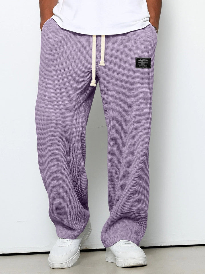 Men's lavender relaxed wide-leg drawstring pants