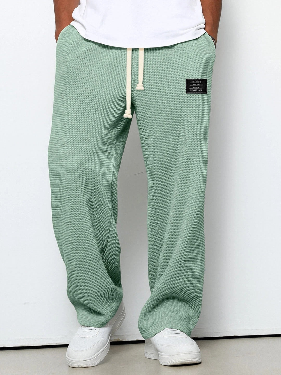 Men's sage relaxed wide-leg drawstring pants