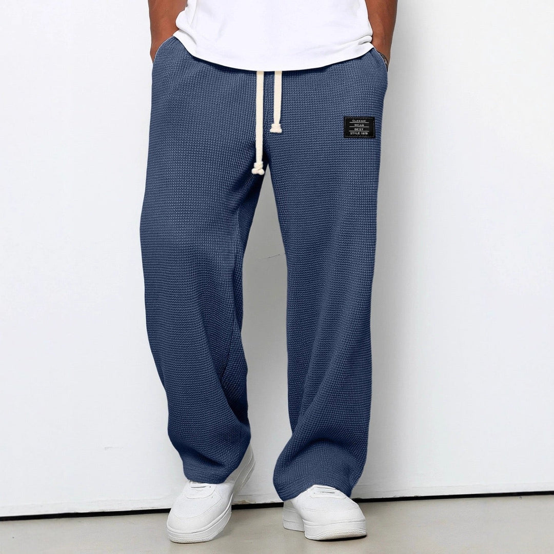 Men's navy relaxed wide-leg drawstring pants