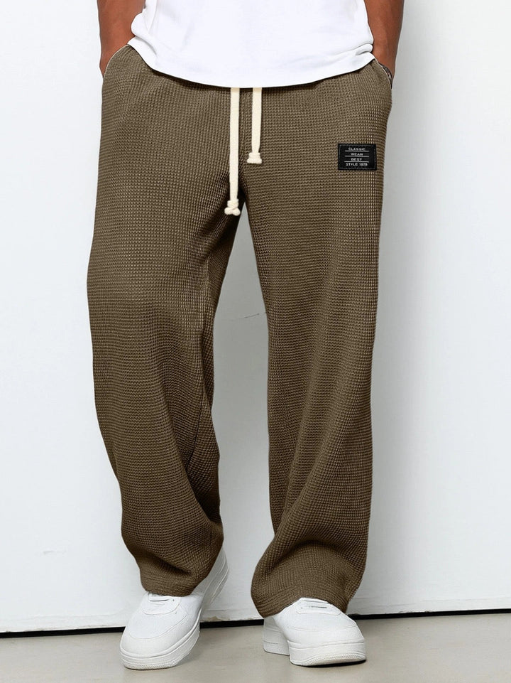 Men's dark brown relaxed wide-leg drawstring pants
