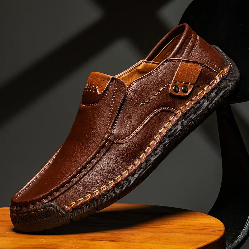 Men's dark brown slip-on moccasin loafers